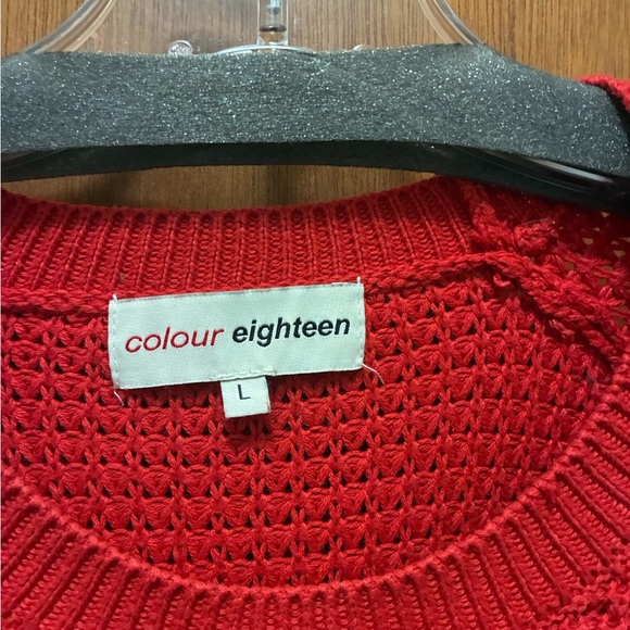 Women's Red Crew Neck Sweater - Picture 2 of 3